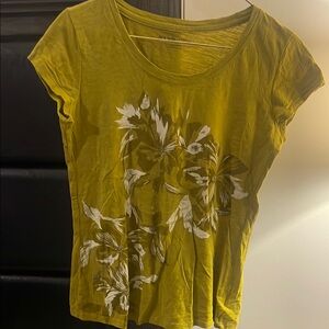 New York & Company Olive Floral Tee